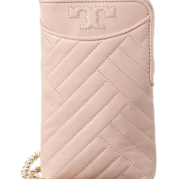 Tory Burch Alexa Phone Crossbody in Shell Pink Nude Beige NEW - Picture 1 of 4